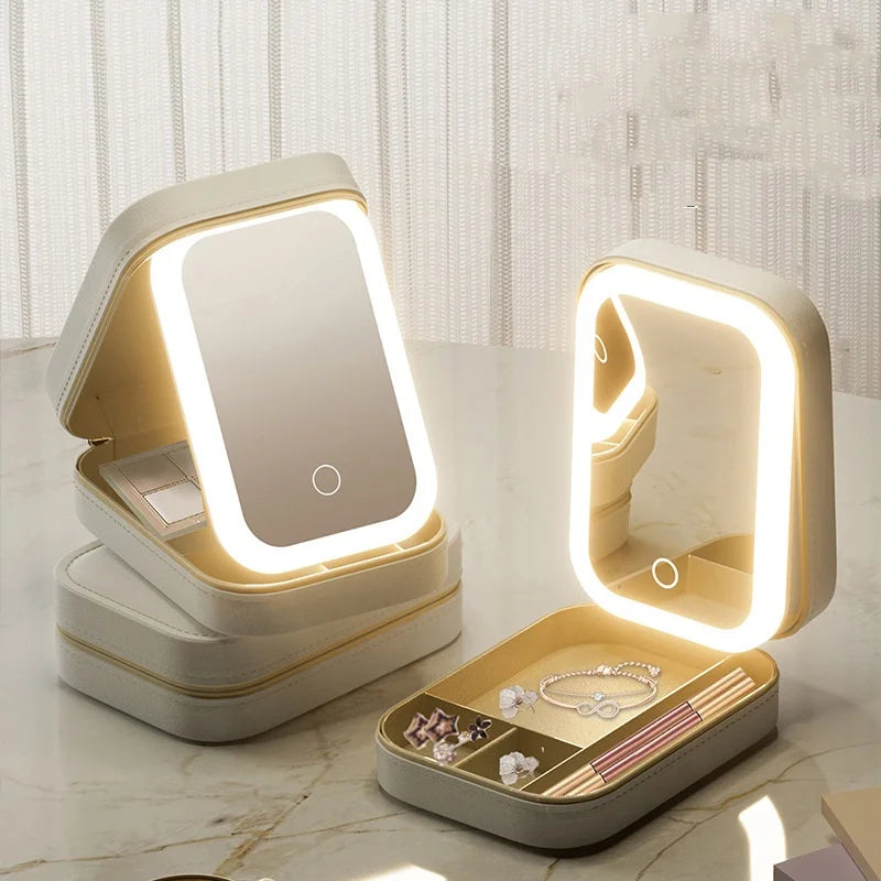 Compact Makeup Vanity With LED Mirror