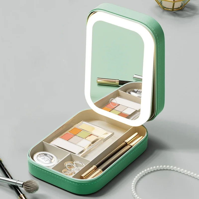 Compact Makeup Vanity With LED Mirror