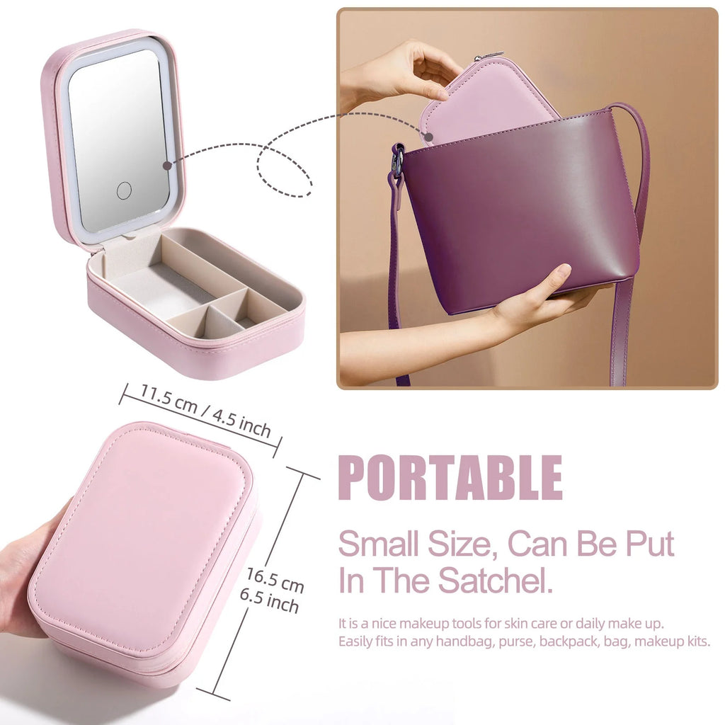 Compact Makeup Vanity With LED Mirror