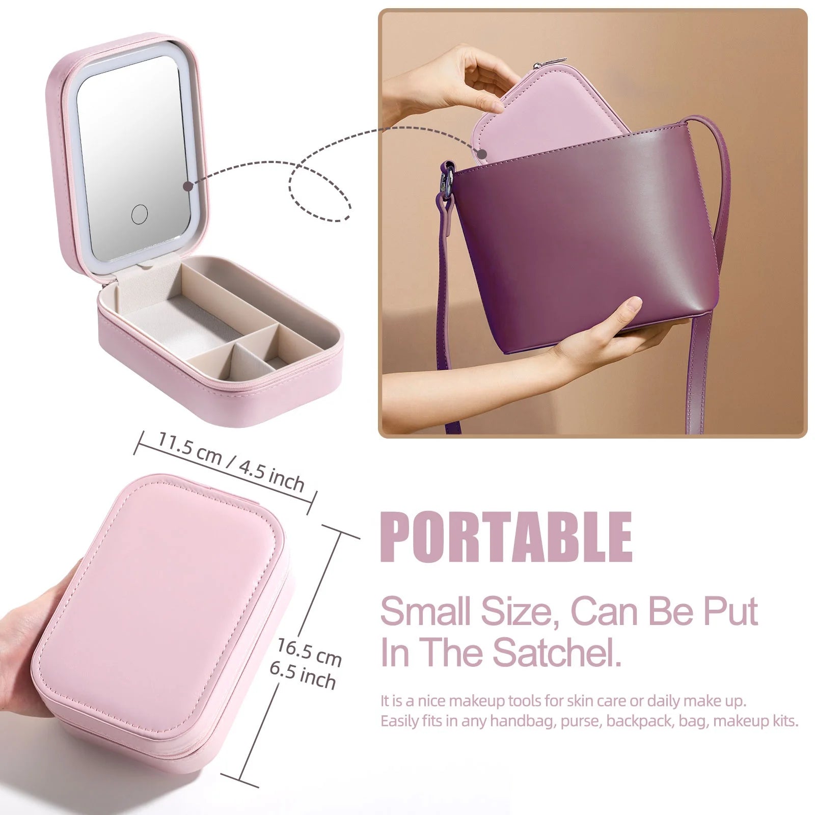 Compact Makeup Vanity With LED Mirror