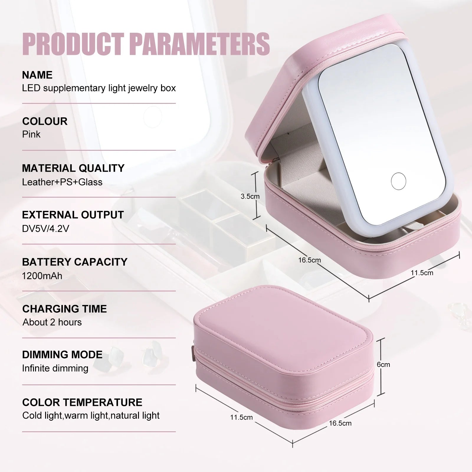Compact Makeup Vanity With LED Mirror