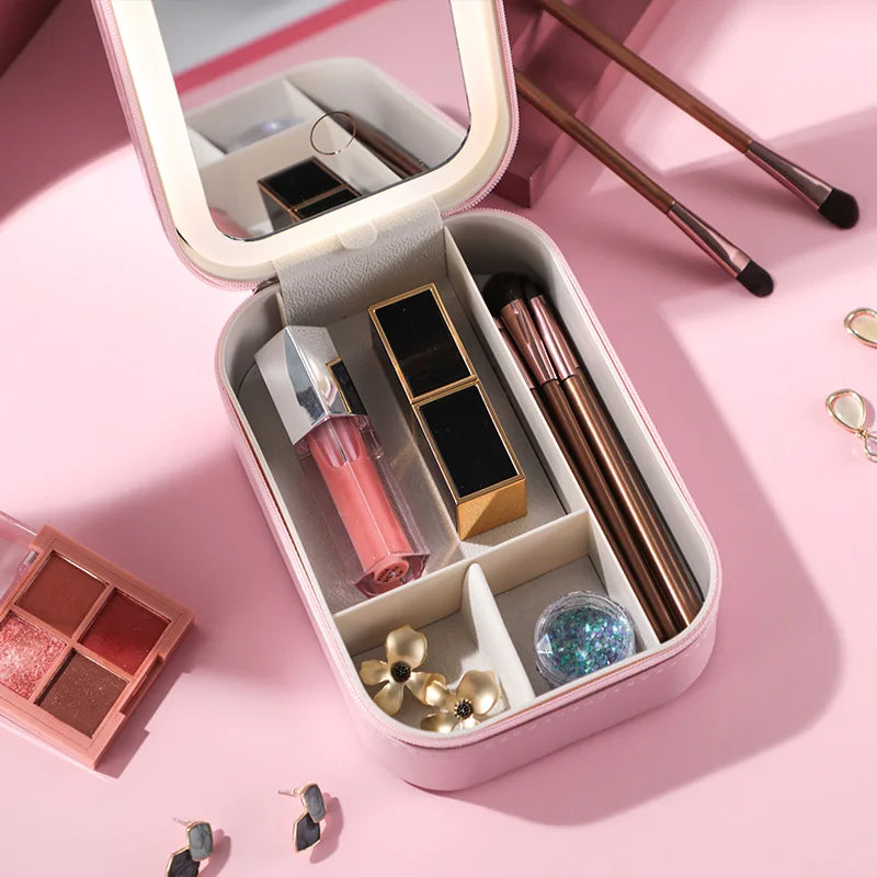 Compact Makeup Vanity With LED Mirror